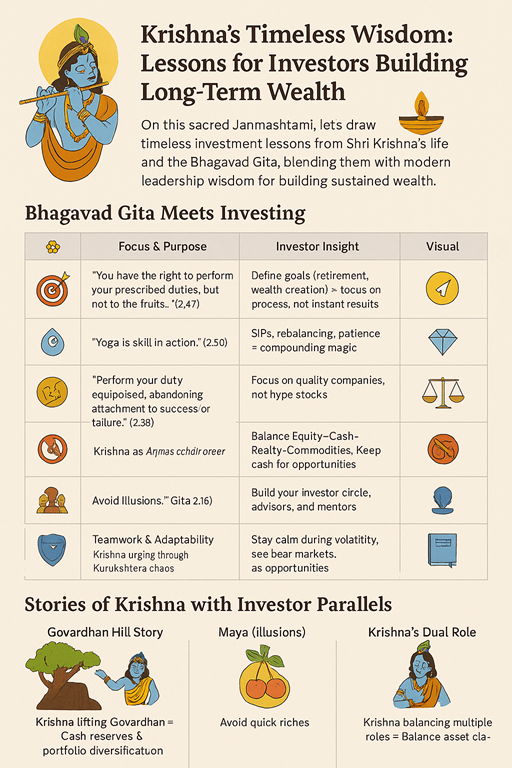 ✨ Krishna’s Timeless Wisdom: Lessons for Investors Building Long-Term Wealth on Janmashtami
